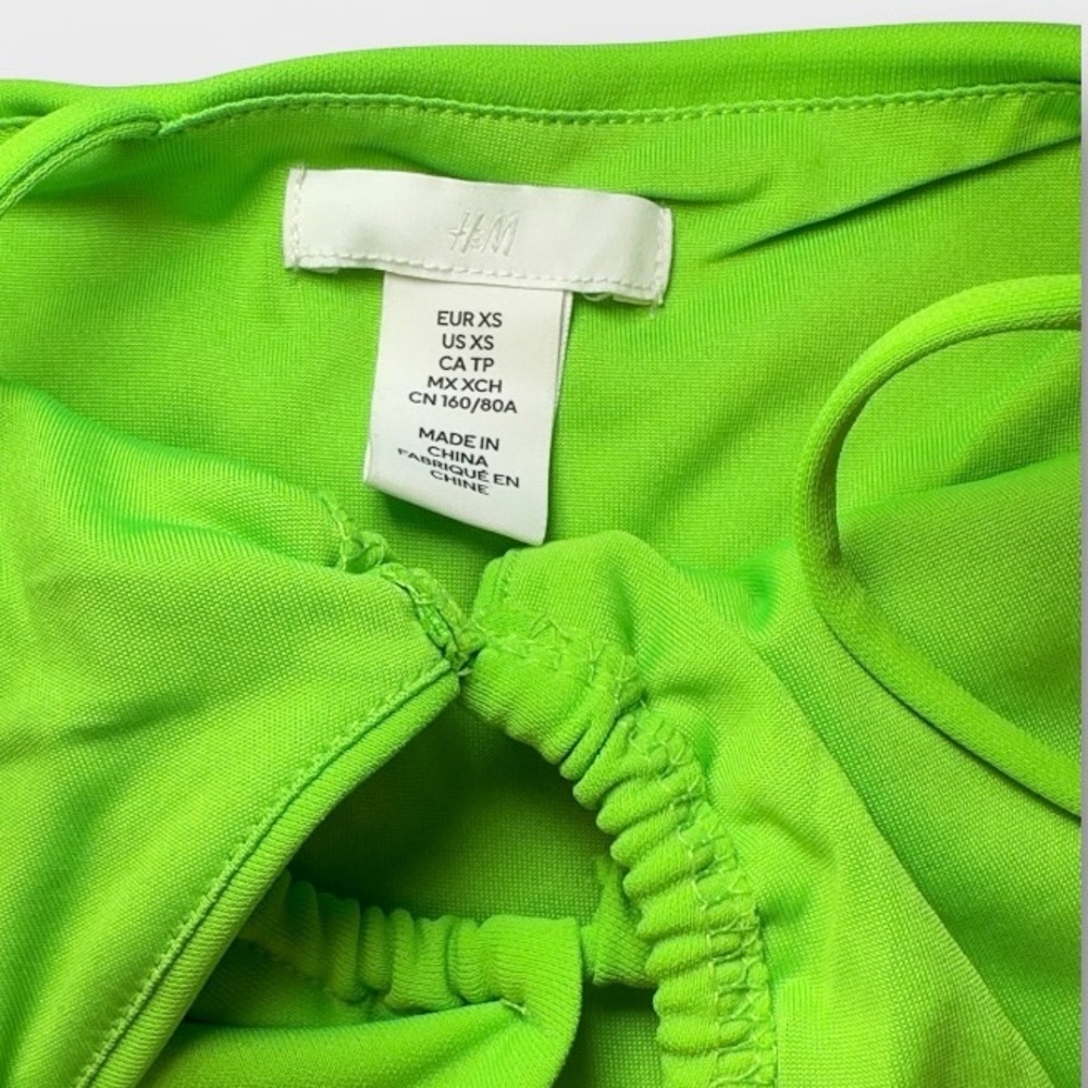NWOT H&M Neon Bright Green Maxi Dress XSMALL - Picture 4 of 6